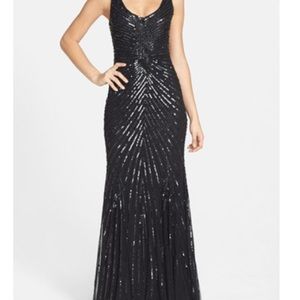 Aidan Mattox Beaded, sequins black formal Gown